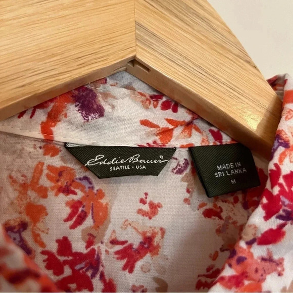EDDIE BAUER 100% Cotton Floral Print Lightweight Buttondown Shirt - Picture 4 of 9